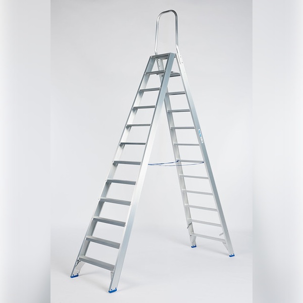 Dubbele trapladder 2 x 12 treden SOLIDE DT12 met vaste beugel