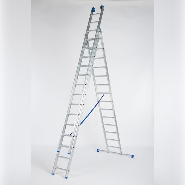 SOLIDE Omvormbare ladder met stabiliteitsbalk 3x14 sporten D14RB - Afbeelding 2