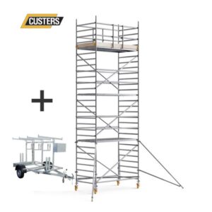 Rolsteiger CUSTERS Professional CR mobile guard 1.30×2.50×8.3m Werkhoogte + Steigeraanhanger