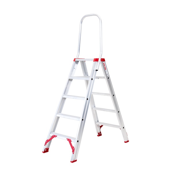 Dubbele trapladder 2 x 5 treden SOLIDE ECOPRO DTE05 met vaste beugel.