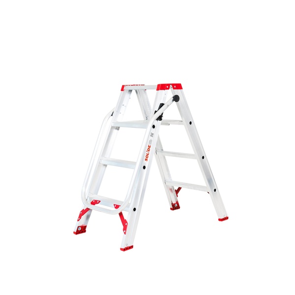 Dubbele trapladder 2 x 4 treden SOLIDE ECOPRO DTE04 met klapbeugel. - Afbeelding 2