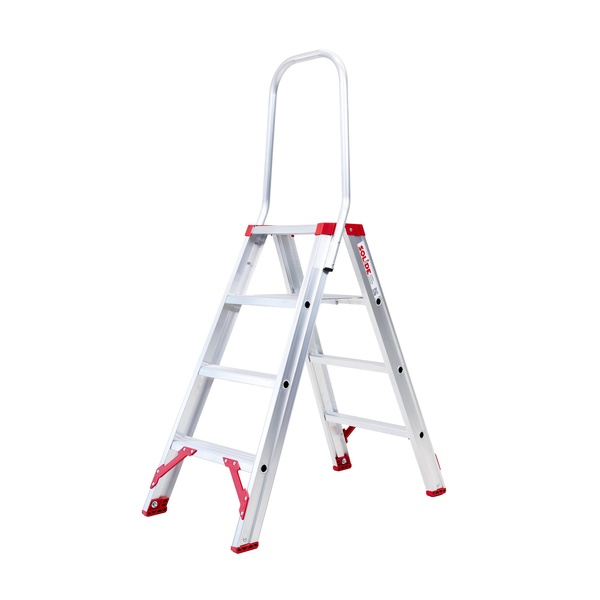 Dubbele trapladder 2 x 4 treden SOLIDE ECOPRO DTE04 met vaste beugel.
