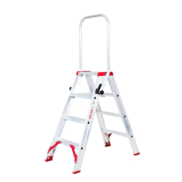 Dubbele trapladder 2 x 4 treden SOLIDE ECOPRO DTE04 met klapbeugel.