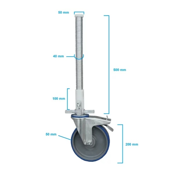 Euroscaffold Steigerwiel met stalen spindel (testbelasting 300KG). - Afbeelding 2