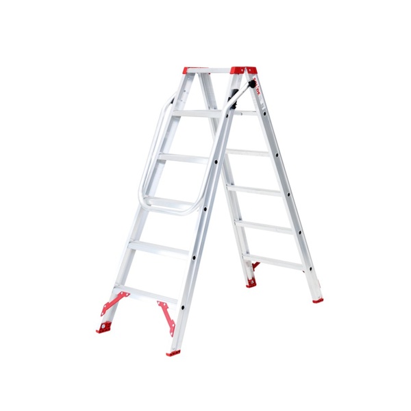 Dubbele trapladder 2 x 6 treden SOLIDE ECOPRO DTE06 met klapbeugel. - Afbeelding 2