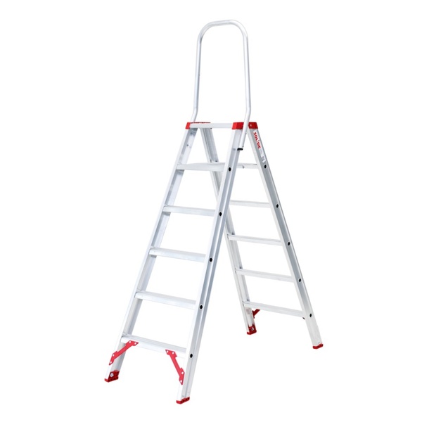 Dubbele trapladder 2 x 6 treden SOLIDE ECOPRO DTE06 met vaste beugel.