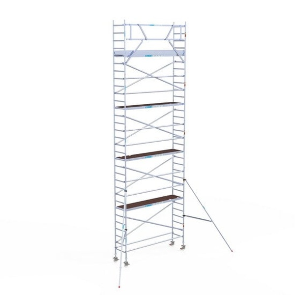 Rolsteiger Euroscaffold PROF. 0.75×2.5×10.2m werkhoogte tegen de gevel
