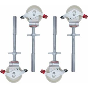 4 x Euroscaffold Spindel met wiel (testbelasting 500KG).