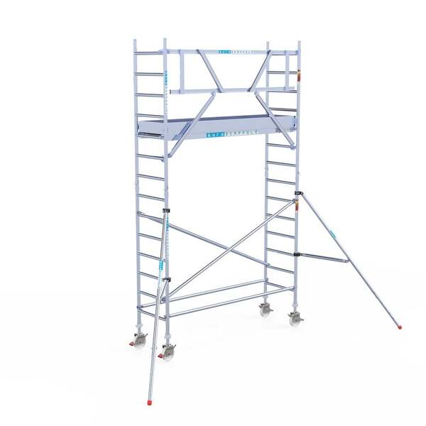 Rolsteiger Euroscaffold PROF. 0.75×2.5×5.2m werkhoogte tegen de gevel