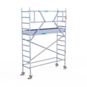 Rolsteiger Euroscaffold PROF. 0.75×2.5×4.2m werkhoogte tegen de gevel